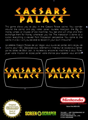 Caesars Palace (USA) (Beta 2) box cover back